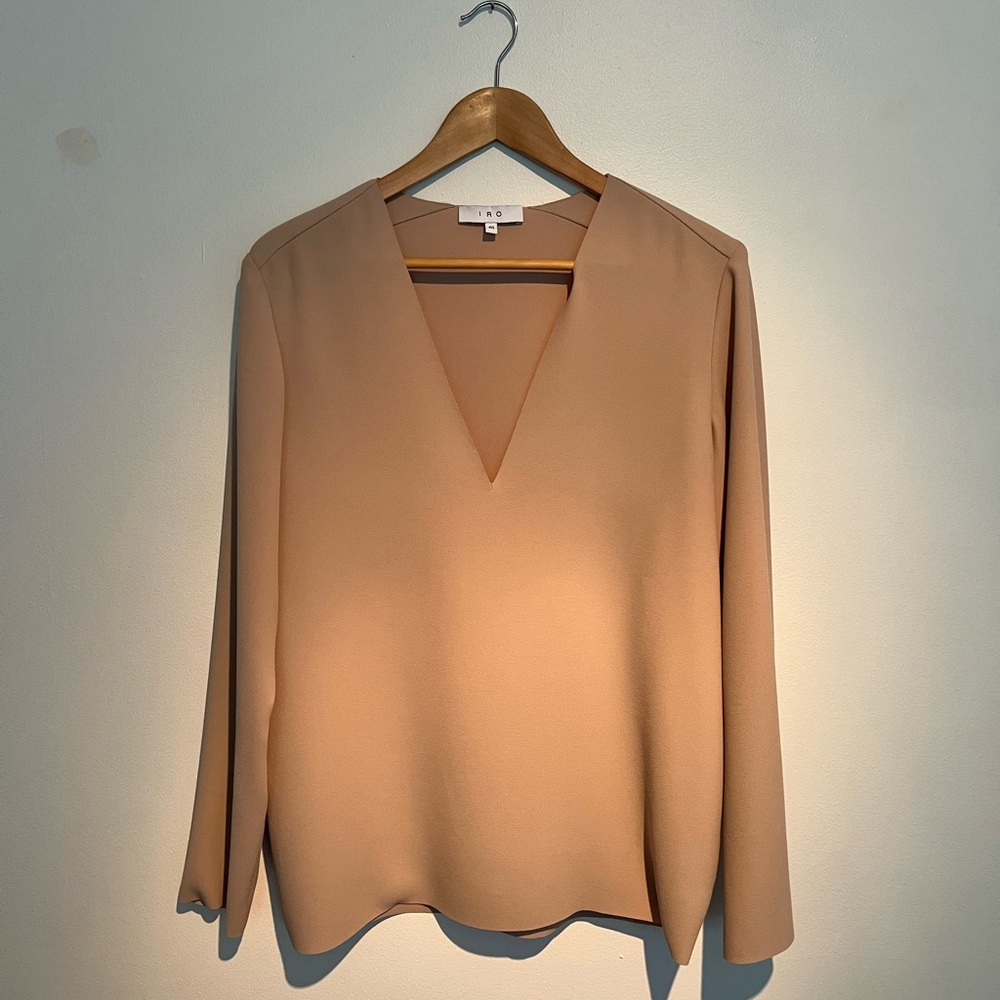 IRO Paris || Debbie Deep V Silk Long Sleeve Top